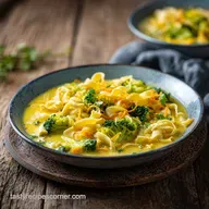 Tasty Broccoli Cheddar Noodle Soup in 35 Mins