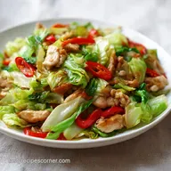 Chicken Cabbage Red Pepper Stir Fry for 4 Servings