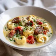 Slow Cooker Creamy Sausage Tortellini Soup
