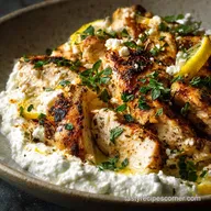 Greek Yogurt Recipes: Tender Lemon Oregano Chicken with Whipped Feta Dip