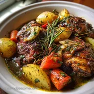 Juicy Chicken Pot Roast with Garlic and Herbs for 5
