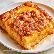 Peach Cobbler Dump Cake: Caramelized