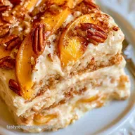 Peach Pecan Icebox Cake with Toasted Pecans