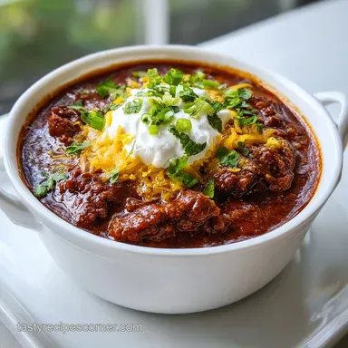 Authentic Texas Chili Recipe with No Beans Recipe Card