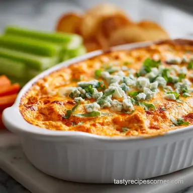 Buffalo Chicken Dip Recipe with Blue Cheese: Oven-Only Baked Recipe Card