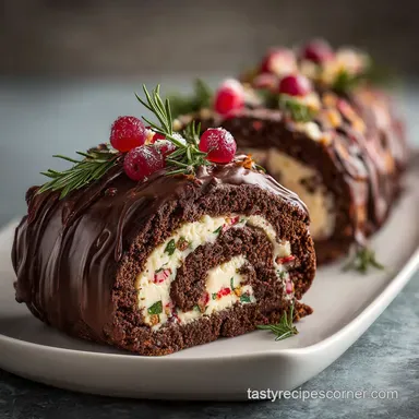 Festive Cake Mix Yule Log with Ganache Recipe Card