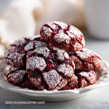 Soft Cherry Chocolate Crinkle Cookies | 30 Min Recipe Card