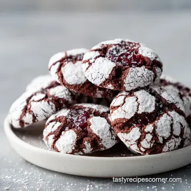 Soft Cherry Chocolate Crinkle Cookies | 30 Min