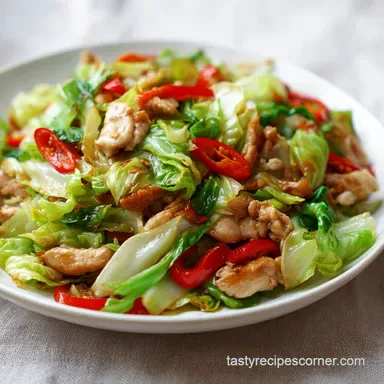 Chicken Cabbage Red Pepper Stir Fry for 4 Servings