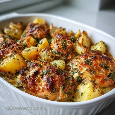 Chicken and Potato with Garlic and Herbs | Juicy & Crispy Bake