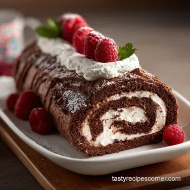 Chocolate Angel Food Yule Log for 11 Servings Recipe Card