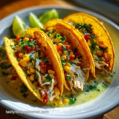 Corn Tortilla White Chicken Chili Tacos in 25 Minutes