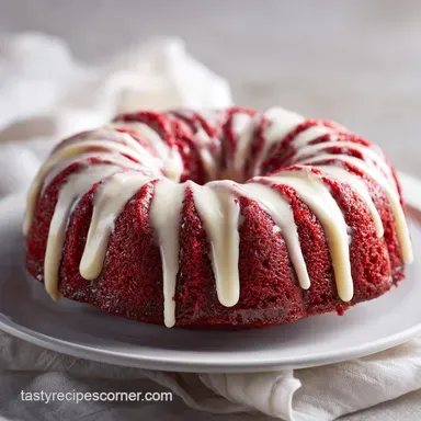 Red Velvet Cream Cheese Bundt Cake for 12 Servings Recipe Card