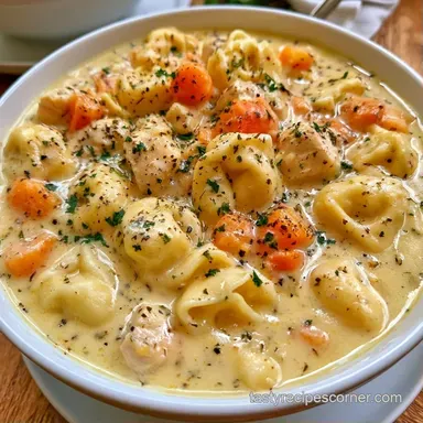 Creamy Chicken and Tortellini Soup for 6 Recipe Card