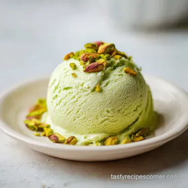 Pistachio Ice Cream for 12 Servings: Creamy Nutty Homemade Dessert Recipe Card