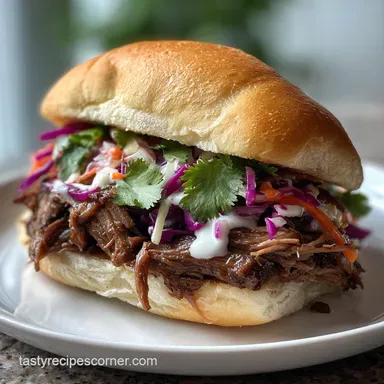 Crock Pot Brisket Sandwich Recipe: Slow Cooker Shredded Beef Sandwich Recipe Card