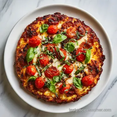 Easy Low Carb Cauliflower Pizza Casserole for 6 Servings Recipe Card