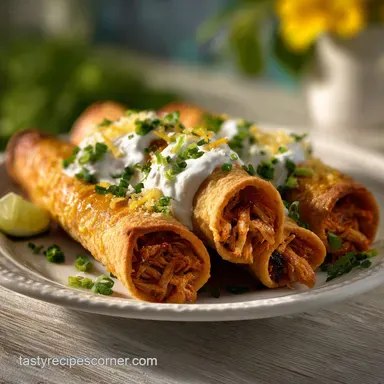 Easy Crockpot Chicken Taquitos Recipe: Crispy Baked Recipe Card