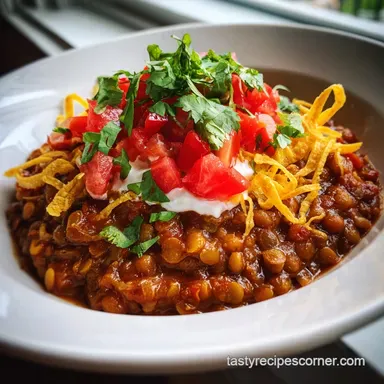 Easy Crockpot Lentil Taco Chili - Make-Ahead Method Recipe Card