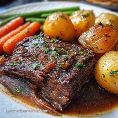 Easy Dutch Oven Pot Roast with Potatoes and Carrots Recipe Card
