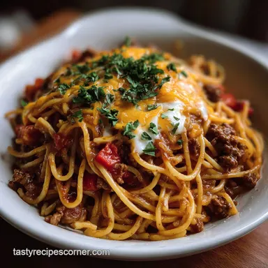 Easy Taco Spaghetti Recipe One Pot Taco Spaghetti: 30 Min Comfort Recipe Card