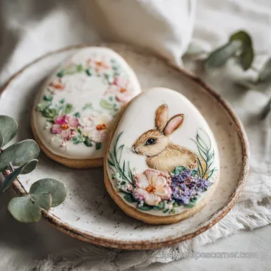 Floral Bunny and Egg Sugar Cookies: Yields 36