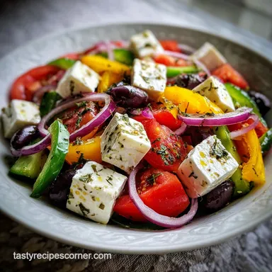 Greek Salad Recipe in 10 Minutes Recipe Card