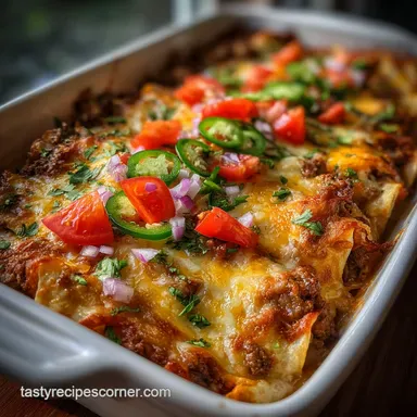 ground beef enchilada casserole recipe in 45 Minutes Recipe Card