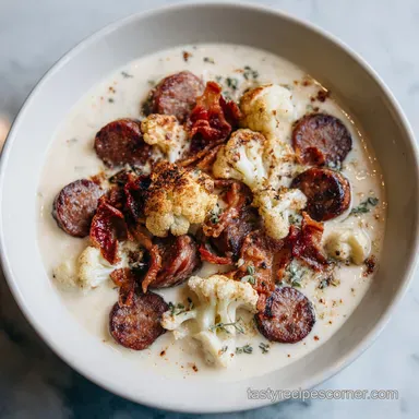 Keto Zuppa Toscana Soup with Cauliflower Recipe Card