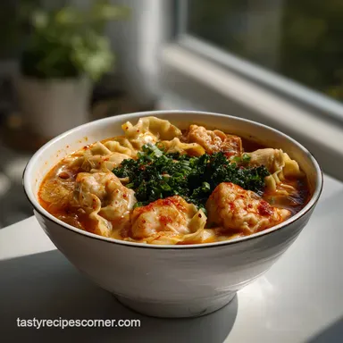 Kimchi and Dumpling Noodle Soup: Velvety Broth in 30 Mins