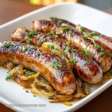 Beer-Braised Bratwurst: Total 1 Hour Recipe Card
