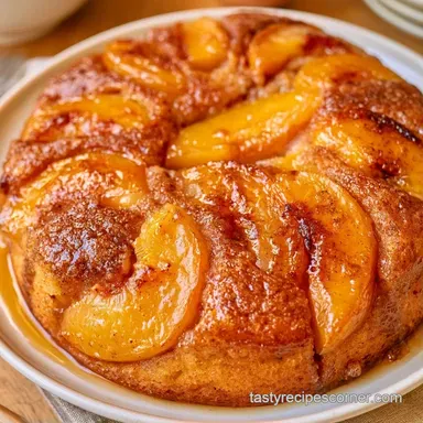 Peach Cake with Brown Sugar Icing: 1h 20m Recipe Card