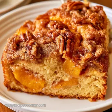 Peach Cobbler Coffee Cake with Pecans Recipe Card