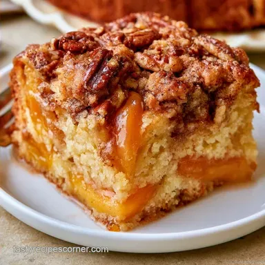 Peach Cobbler Coffee Cake with Pecans