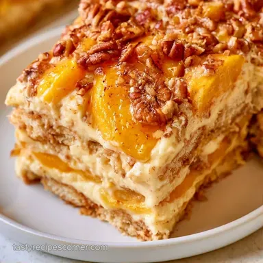 Peach Pecan Icebox Cake for 12 Servings Recipe Card