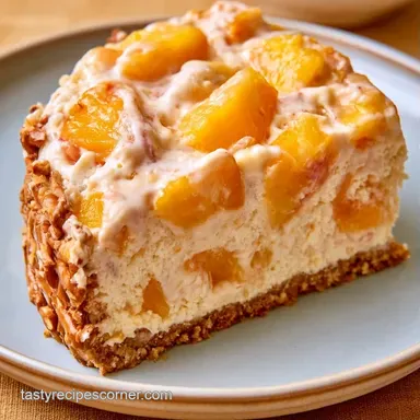 Peach Pretzel Ice Cream Cake for 12 Recipe Card