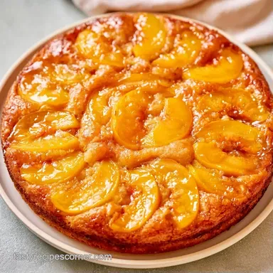 Golden Peach Sponge Cake for 7 Servings Recipe Card