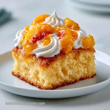 Peaches and Cream Cake for 10 Servings Recipe Card
