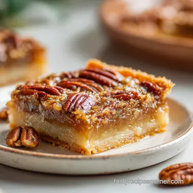 Best Pecan Pie Bar Recipe for a Crowd with Shortbread Crust Recipe Card