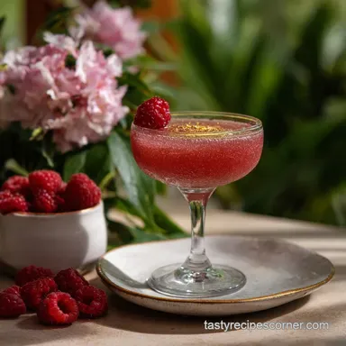 Pink Cocktail with Raspberry Perfect for Galentine's Day Party-Ready Recipe Card