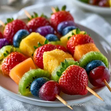Rainbow Fruit Skewers in 20 Minutes Recipe Card