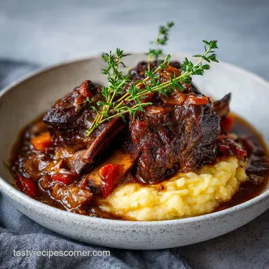Braised Short Ribs Recipe: 4 Hour Red Wine Slow-Cooked Beef Recipe Card