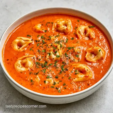One-Pot Roasted Tomato Tortellini Soup Recipe Card
