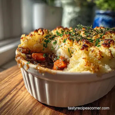 Rustic Vegetarian ShepherdS Pie with Lentils Baked Golden Recipe Card