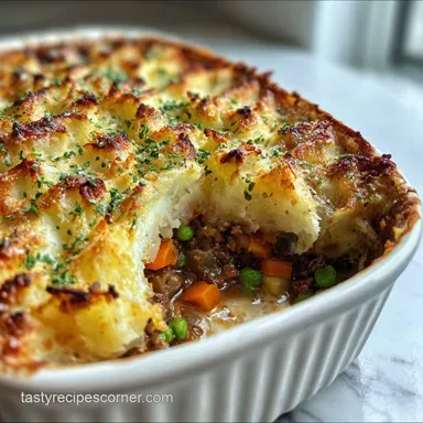 Rustic Vegetarian ShepherdS Pie with Lentils Baked Golden