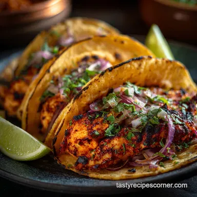 Mexican Chicken Recipes: Smoky Pollo Adobado Tacos Recipe Card