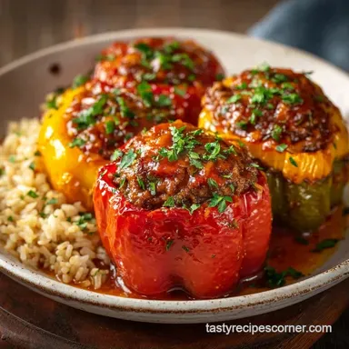 Stuffed Bell Peppers with Ground Beef Recipe Card