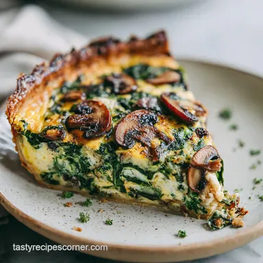 Vegan Spinach Mushroom Quiche with Silken Tofu Recipe Card