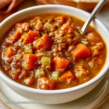 Vegetable Lentil Soup in 40 Minutes Recipe Card