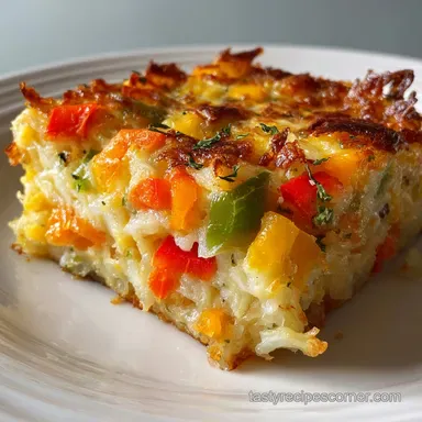 Simple Veggie Egg Casserole with Hash Browns Recipe Card